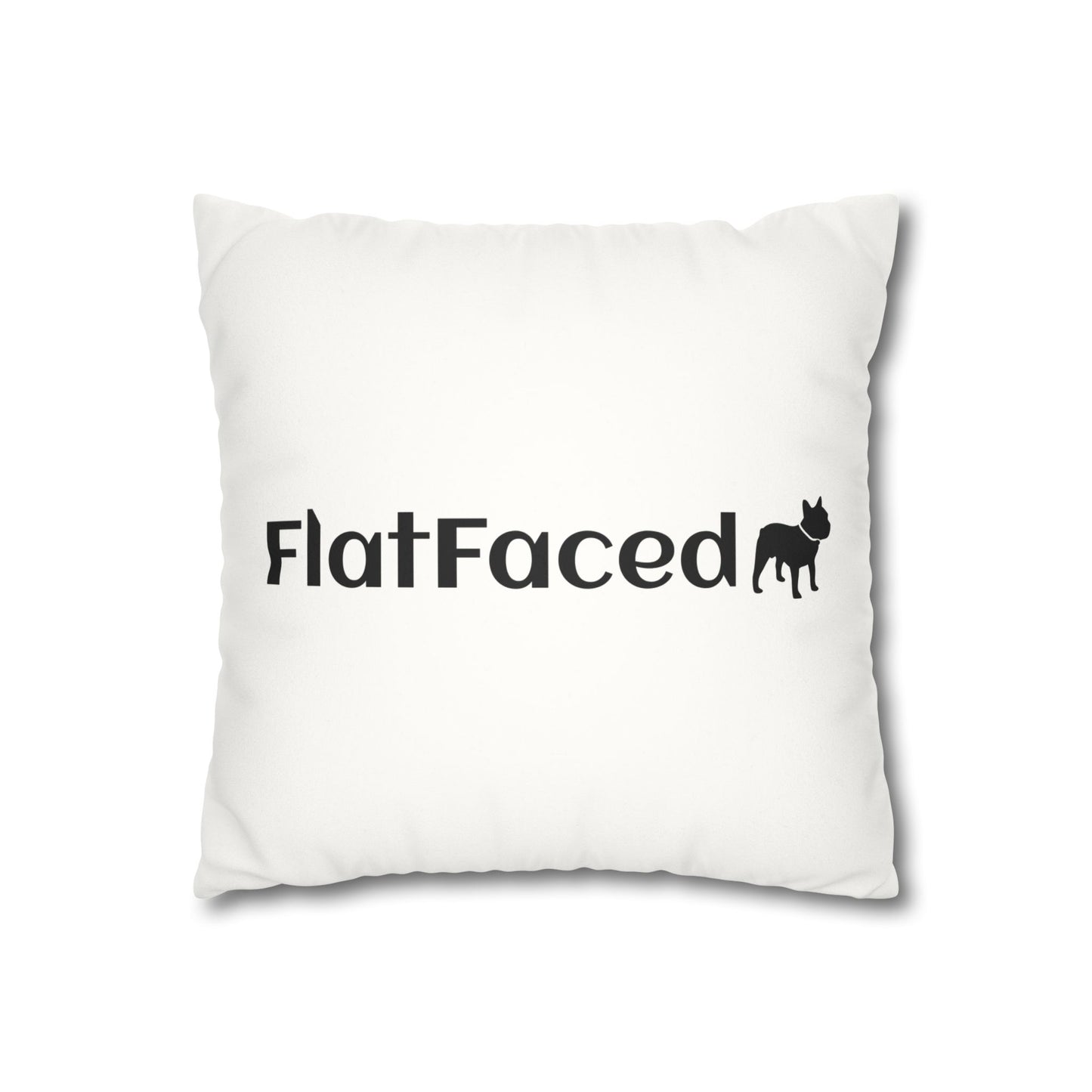 Faux Suede Square Frenchie Pillow Cover (double-sided)